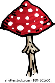 Vector bright red fly agaric with white spots.