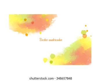 Vector bright red and yellow watercolor stains