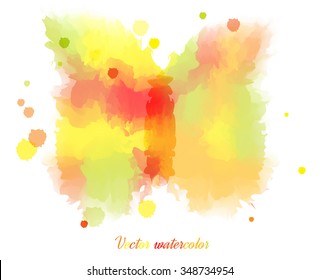 Vector bright red and yellow watercolor stains