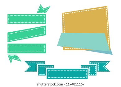 vector bright retro ribbon and badge with stitch effect for your element design