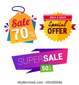 vector bright sale tag set