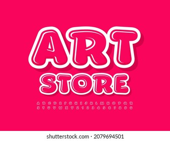 Señal de luz vectorial Art Store. Fuente rosa creativa. Juego de letras y números de alfabeto de reproducción
