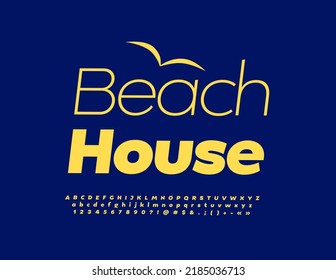 Cámara de señas luminosas vectoriales en la playa. Moderna y elegante Font. Conjunto de letras y números de alfabeto artístico