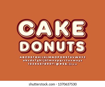 Vector bright Sign Cake Donuts. Colorful Alphabet Letters. Stylish 3D Font.