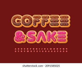 Vector bright Sign Coffee and Cake.
Tasty Donut  Alphabet Letters and Numbers set. Font. Modern Unique Font. 