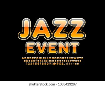 Vector bright Sign Rock Party. Colorful glossy Font. Stylish Alphabet Letters, Numbers and Symbols.