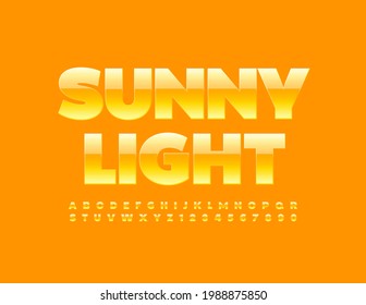 Signo de luz brillante del vector Sunny Light. Letra amarilla brillante. Conjunto creativo de letras y números de alfabeto