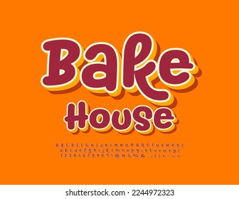 Vektor helle Signatur Bake House. Funny handgeschriebene Alphabet Letters, Numbers und Symbole Set. Kreative 3D-Schriftart