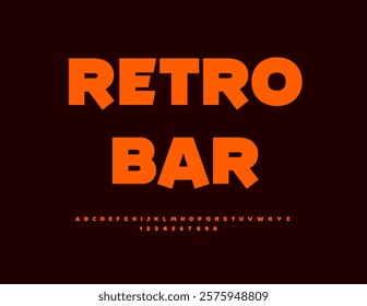 Vector Bright signboard Retro Bar. Typography Uppercase Alphabet Letters and Numbers set. Abstract Urban Font.