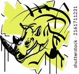 Vector bright silhouette of a rhino in flat style on colored blur. Idea for inspiration, stickers, logo, stencils, wallpaper, cowers, posters and many more that your imagination will allow you.
