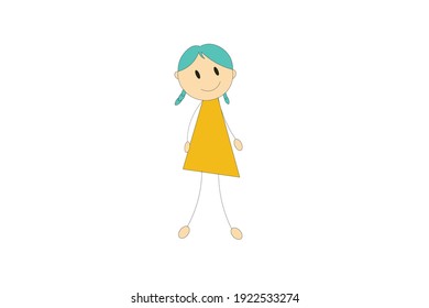 Vector Bright Skinned Cheerful Girl