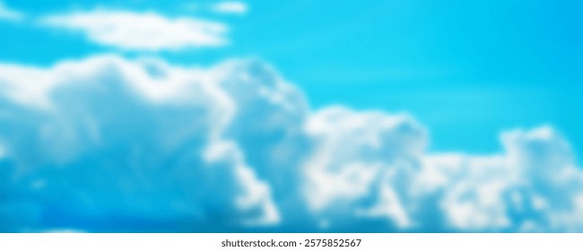 Vector bright skyscape. Blurred light blue fluffy clouds background. Dense turbid grid. Cloudy sky. Celestial nature. Wide smooth wallpaper