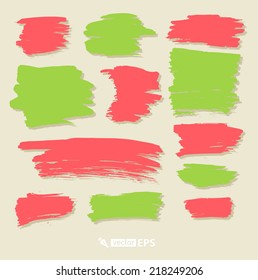 Vector bright spots of paint drawn by acrylic and watercolor brush vector strokes on light background.