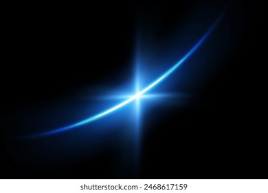 Vector, bright star and shimmering glare, transparent sunlight special lens flare light effect. Solar flare	