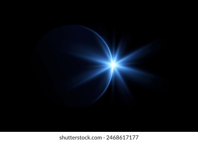 Vector, bright star and shimmering glare, transparent sunlight special lens flare light effect. Solar flare	