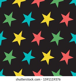 Vector bright stars seamless pattern background. Perfect for fabric, scrapbooking, wallpaper projects.