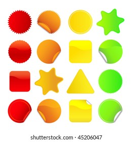 Vector bright stickers for web, presentations or computer applications. Red, orange, yellow and green variations included. JPG and TIFF versions of this image are also available in my portfolio.