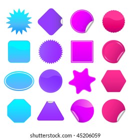 Vector bright stickers for web, presentations or computer applications. Blue, purple, violet and magenta variations included. JPG and TIFF versions of this image are also available in my portfolio.