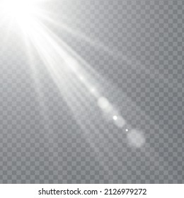 Efecto de luz especial de lente de luz solar brillante vectorial. luz solar de la lente delantera. desenfoque inverso en la luz de radiancia. Decoración.