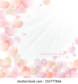 Vector bright sunny background of hearts. Valentine's Day