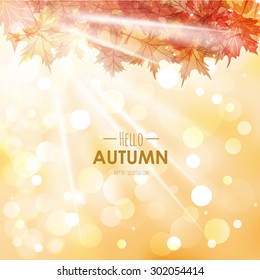 Vector bright sunny orange fresh autumn background