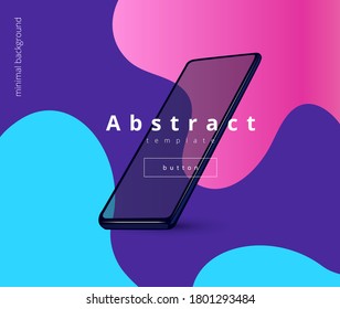 plantilla vectorial brillante para banner con formas redondeadas y teléfono móvil