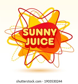 Vektor helle Vorlage Sunny Juice. Element in Form von Splash. Abstraktes Emblem