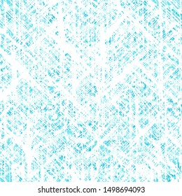 Vector bright turquoise grunge textured background from intersecting uneven grungy lines and spots. The effect of shabby scratched plaster. For printing on paper, textiles, design of wrappers, covers