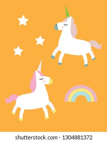 Vector bright unicorns happy background