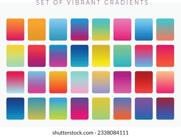 Vector bright vibrant set of gradients background