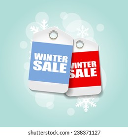 Vector bright winter sale banners with snow