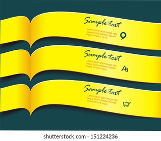 Vector bright yellow banners or ribbons set