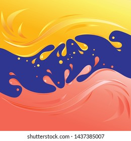 Vector bright yellow citrus and strawberry juices on a dark background. Template for web page or advertising juices.