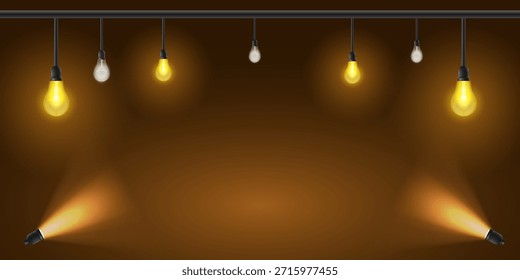 Vector de proyector amarillo brillante aislado en un fondo transparente.