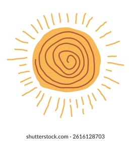 vector bright yellow sun illustration on white background