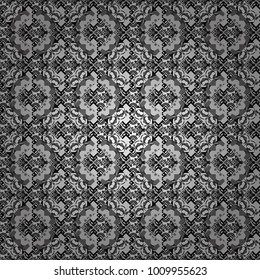 Vector Bright Zentangle. Colorful Pattern for Wallpaper, Textile, Linen, Curtains. Orient seamless pattern. Vintage Abstract Ornament with Tiles and Rhombus in black, white and gray Colors.