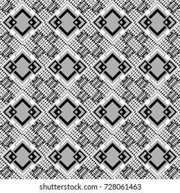 Vector Bright Zentangle. Colorful Pattern for Wallpaper, Textile, Linen, Curtains. Orient seamless pattern. Vintage Abstract Ornament with Tiles and Rhombus in black, white and gray Colors.