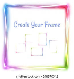 Vector brightly rainbow frame on white background.