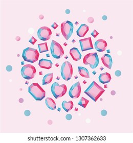 Vector brilliant gems abstract background shiny diamond illustration design template 