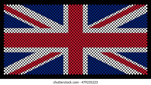 Vector British flag.Dotted flag of UK.