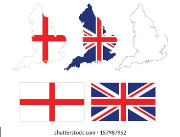 vector of british map with UK flag inside