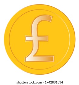 Vector British pound sterling symbol on gold coin. this coin with British pound coin vector sign illustration