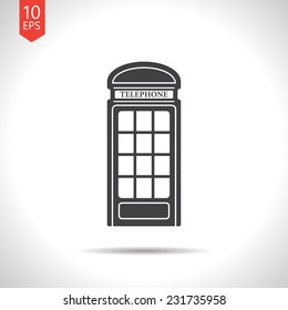 Vector british telephone box icon isolated on white. Eps10