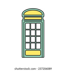 Vector british telephone box icon outline isolated. Eps10