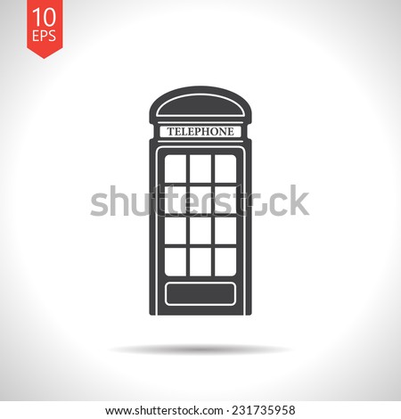 Vector british telephone box icon isolated on white. Eps10