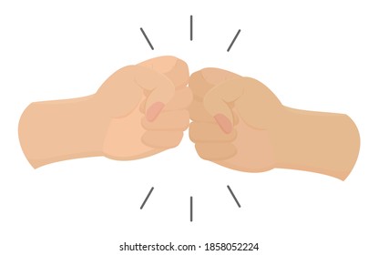 Vector bro fist bump cartoon icon of two fight hands or together punch for business clash, partnership and debate concept illustration.