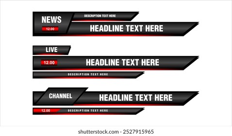 Vektor der Sendung aktuelle Schlagzeilen unteren Drittel Design-Überschrift Bar Layout Design-Vorlage für Fernsehen, Video und Medienkanal moderne futuristische elegant