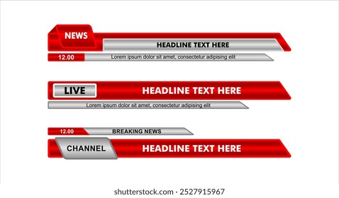 Vektor der Sendung aktuelle Schlagzeilen unteren Drittel Design-Überschrift Bar Layout Design-Vorlage für Fernsehen, Video und Medienkanal moderne futuristische elegant