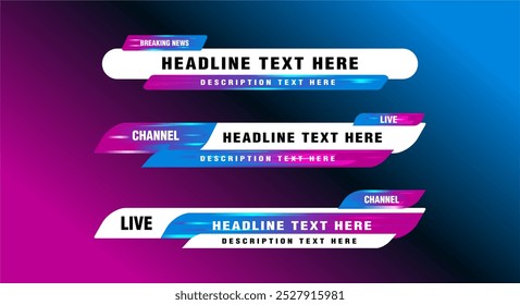Vektor der Sendung aktuelle Schlagzeilen unteren Drittel Design-Überschrift Bar Layout Design-Vorlage für Fernsehen, Video und Medienkanal moderne futuristische elegant