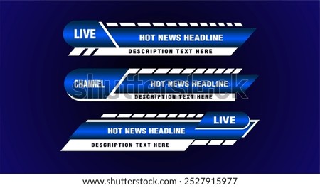 vector of broadcast breaking headline news lower thirds design headline bar layout design template for television,video and media channel modern futuristic elegant